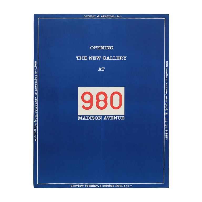 Detail for Cordier & Ekstrom Opening The New Gallery at 980 Madison Avenue Announcement Poster, 1968 (1 of 4)