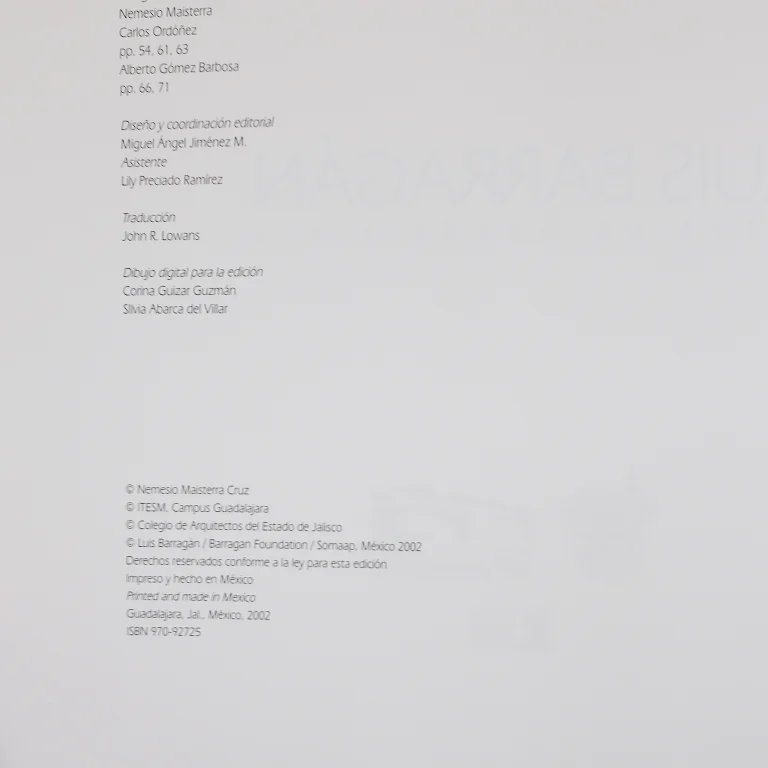 Detail for "Luis Barragán: Obra En Guadalajara" Spanish Edition Hardcover Book by Nemisio Maisterra, 2002 (2 of 7)
