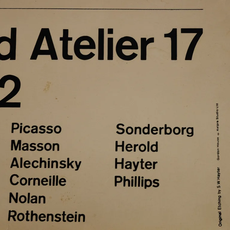 Detail for Hayter and Atelier 17 1927 - 1962 at Institute of Contemporary Arts London Original Etching Exhibition Poster, 1962 (4 of 4)