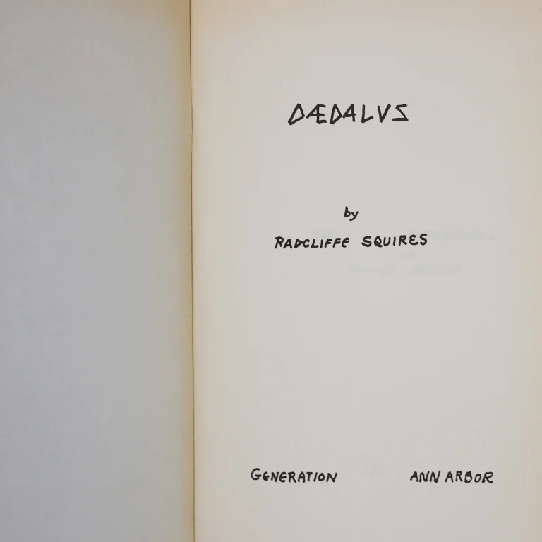 Detail for "Daedalus" Staplebound Poetry Book by Radcliffe Squires, 1968 (2 of 5)