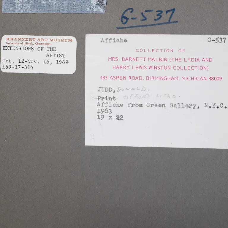 Detail for Donald Judd at Green Gallery Original First Solo Exhibition Poster, 1963 (6 of 6)