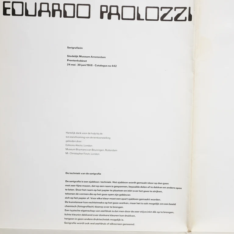 Detail for Eduardo Paolozzi at Stedelijk Museum Amsterdam Wim Crouwel Designed Exhibition Poster, 1968 (5 of 6)
