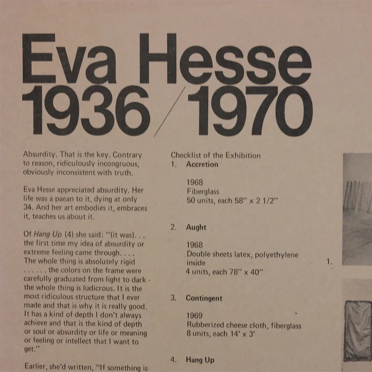 Detail for Eva Hesse 1936 / 1970 Memorial Exhibit Poster Detroit Institute of Arts, 1972 (2 of 3)