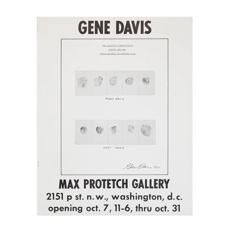 Detail for Gene Davis "The Artist's Fingerprints Except For One Which Belongs To Someone Else" at Max Protetch Gallery Washington D.C. Exhibition Poster, 1975 (1 of 4)