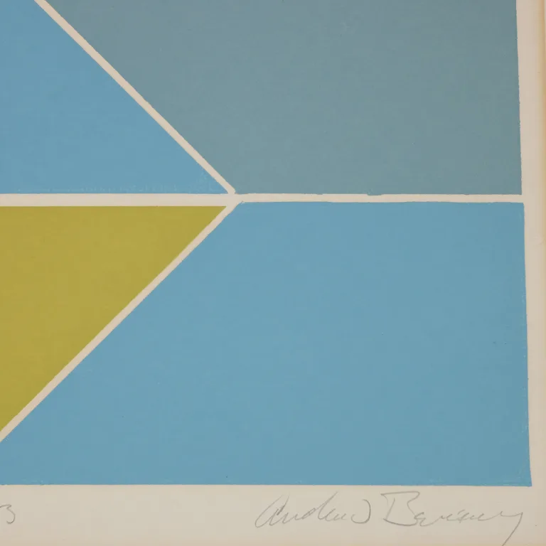 Detail for Geometric Pastel Serigraph Print by Unknown Artist, 1973 (3 of 4)