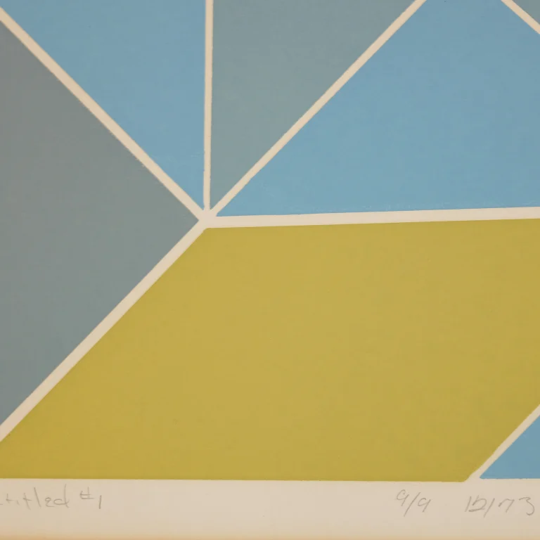 Detail for Geometric Pastel Serigraph Print by Unknown Artist, 1973 (4 of 4)