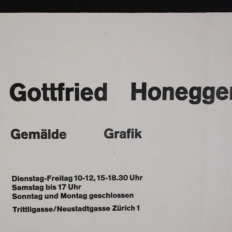 Detail for Gottfried Honegger at Galerie Läubli Gemälde Grafik Exhibition Poster, 1958 (2 of 5)