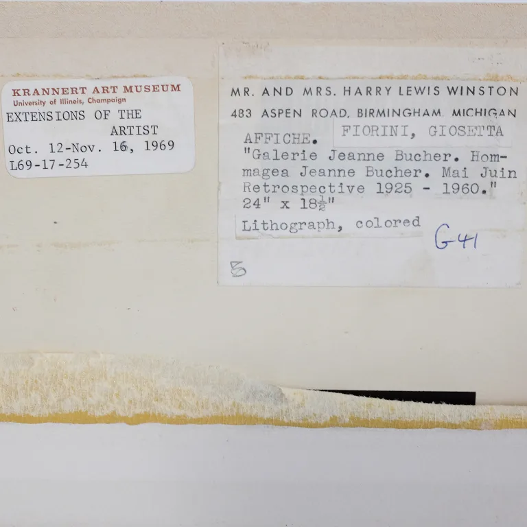 Detail for Hommage Jeanne Bucher Mai Juin: Retrospective 1925 - 1960 Lithograph Exhibition Poster (4 of 4)