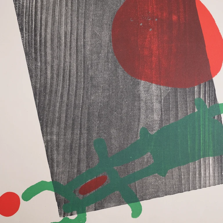 Detail for Joan Miró "Bois Gravés Pour A Toute Épreuve de Paul Eluard Exposition Chez Berggruen & Cie" Exhibition Poster, 1958 (2 of 4)