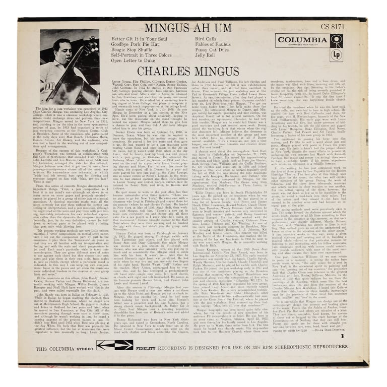 Detail for "Mingus Ah Um" by Charles Mingus - LP, 1959 (2 of 3)