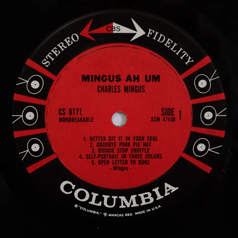 Detail for "Mingus Ah Um" by Charles Mingus - LP, 1959 (3 of 3)
