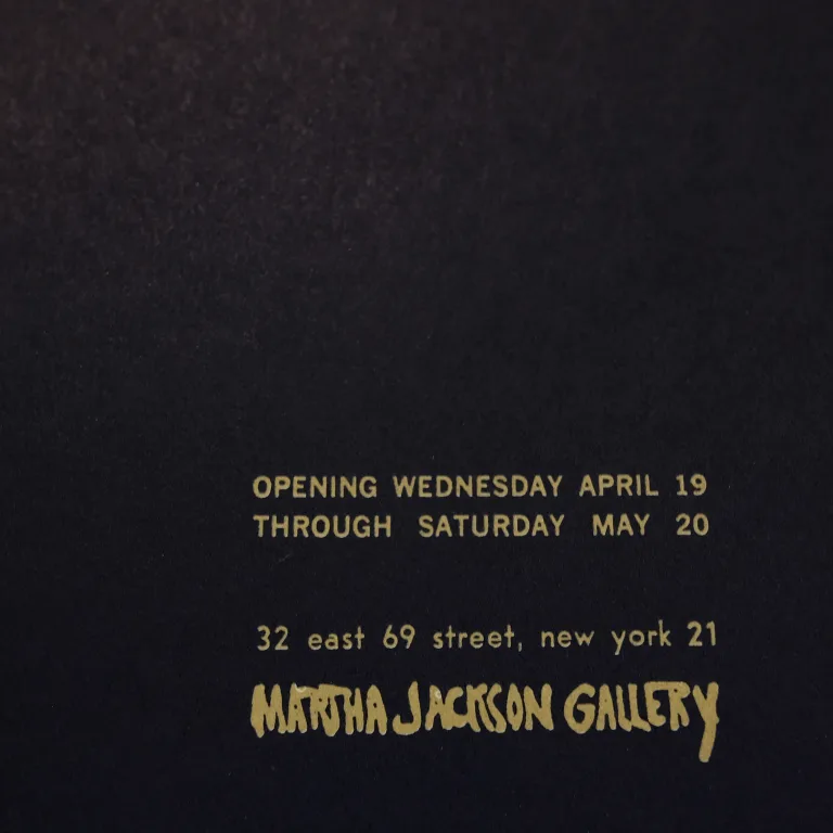 Detail for Louise Nevelson at Martha Jackson Gallery Invitation Flyer, 1961 (2 of 3)