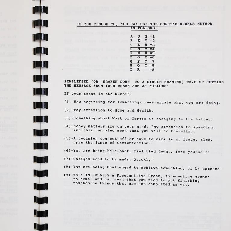 Detail for "Number Talk" Self Published Comb-bound Numerology Book by Jacki Mari, 1990 (4 of 7)
