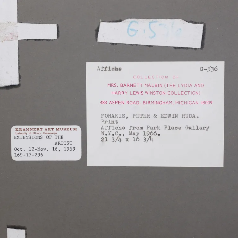 Detail for Peter Forakis / Edwin Ruda at Park Place Gallery Invitation Poster, 1966 (4 of 4)