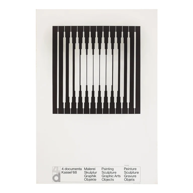 Detail for Victor Vasarely 4. documenta Kassel '68 Painting Sculpture Graphic Arts, Objects Exhibition Poster, 1968 (1 of 4)