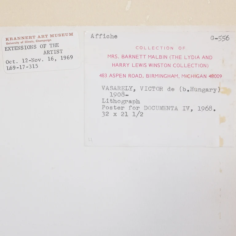 Detail for Victor Vasarely 4. documenta Kassel '68 Painting Sculpture Graphic Arts, Objects Exhibition Poster, 1968 (4 of 4)